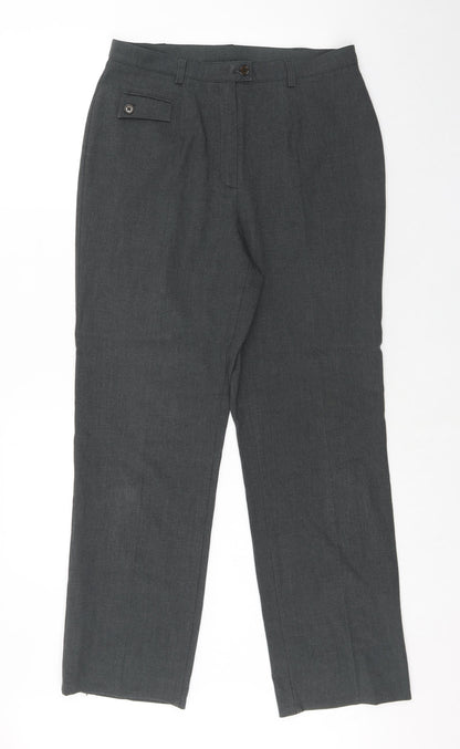Womens UK Size 14 Marks and Spencer Regular Fit Dress Pants Grey Trousers