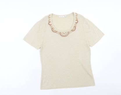 Bellini Womens Ivory Scoop Neck Acrylic Pullover Jumper Size 12