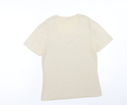 Bellini Womens Ivory Scoop Neck Acrylic Pullover Jumper Size 12