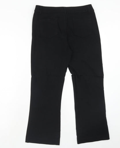 Laura Scott Womens Black Viscose Dress Pants Trousers Size 14 Regular Hook & Eye