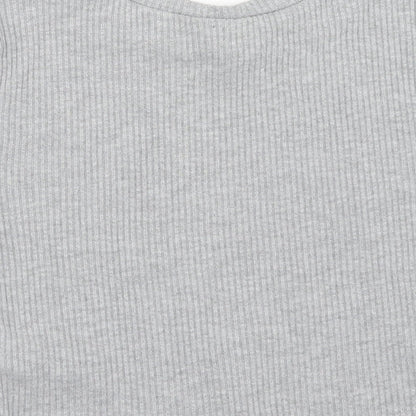 FOREVER 21 Womens Grey Polyester Cropped T-Shirt Size M Round Neck