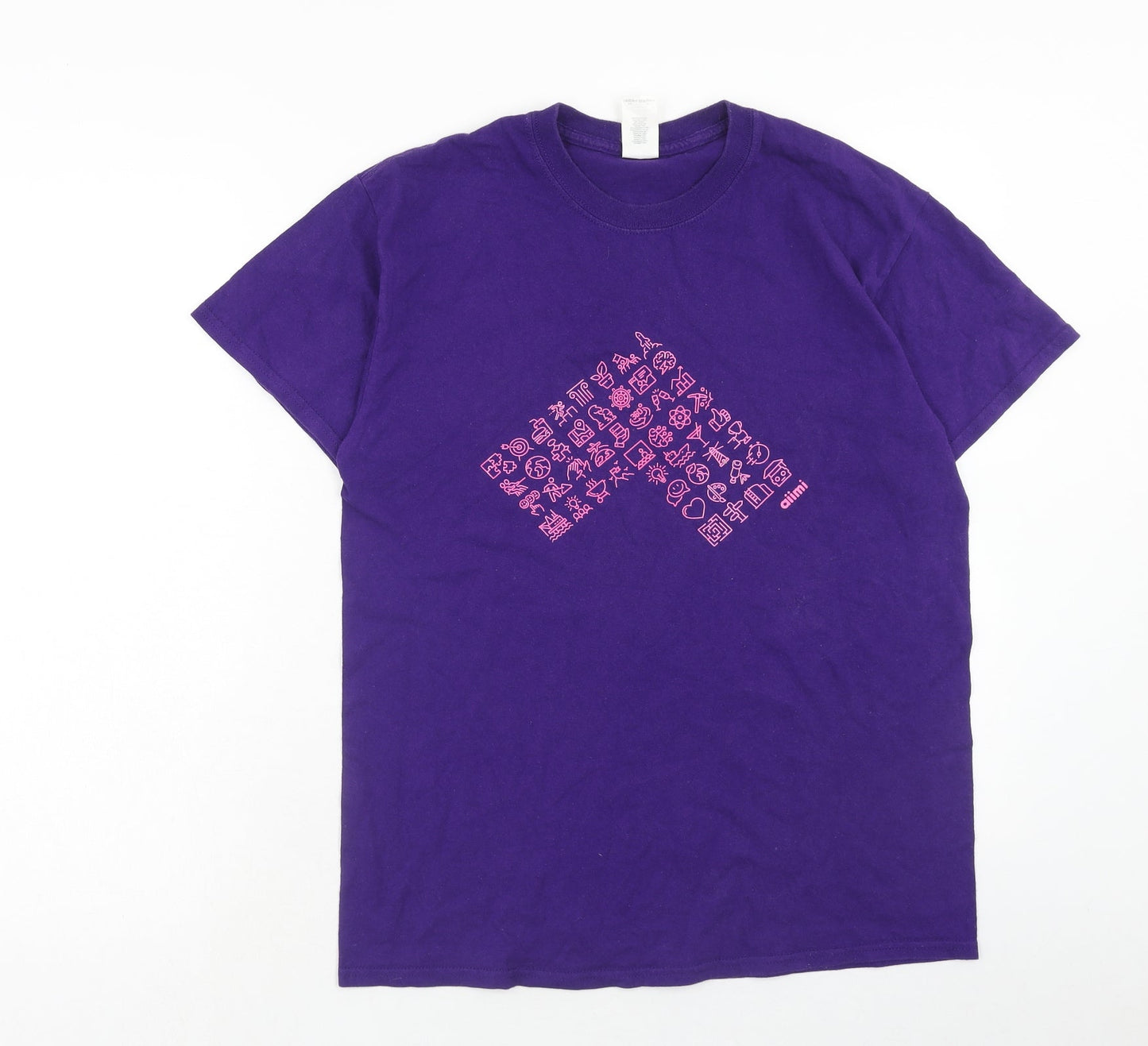 Womens UK Size M Gildan Purple Basic T-Shirt