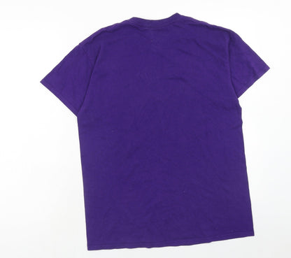 Womens UK Size M Gildan Purple Basic T-Shirt
