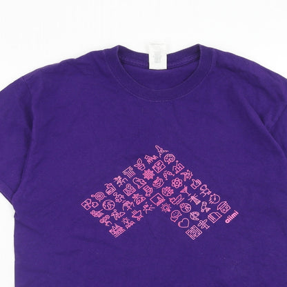 Womens UK Size M Gildan Purple Basic T-Shirt