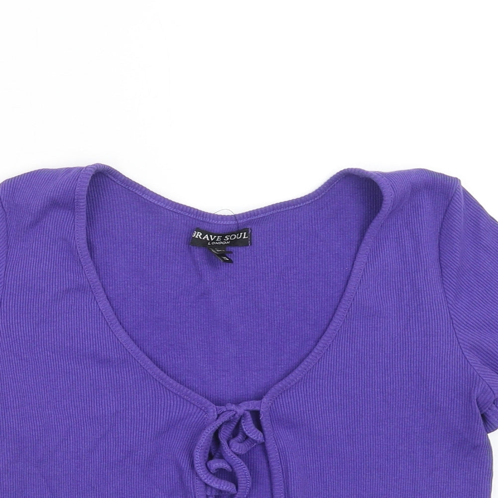 Womens UK Size XS Brave Soul Purple Basic Blouse