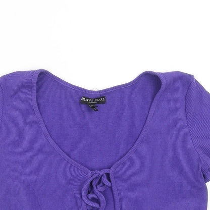 Womens UK Size XS Brave Soul Purple Basic Blouse