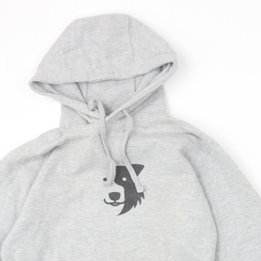Just Hoods Womens Grey Cotton Pullover Hoodie Size S Pullover - Zak The Collie Dog