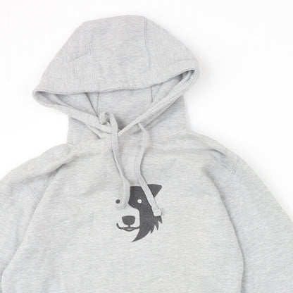 Just Hoods Womens Grey Cotton Pullover Hoodie Size S Pullover - Zak The Collie Dog