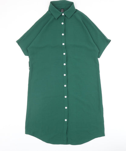 SheIn Womens Green Polyester Shirt Dress Size XS Collared Button