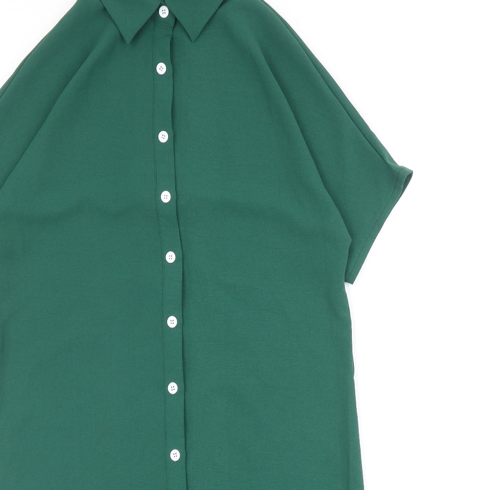 SheIn Womens Green Polyester Shirt Dress Size XS Collared Button