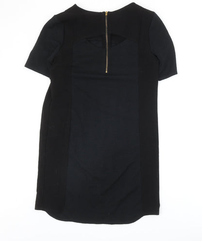 Warehouse Womens Black Polyester A-Line Size 10 Round Neck Zip