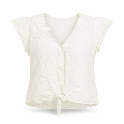 Womens UK Size S Bershka Ivory Basic Button-Up