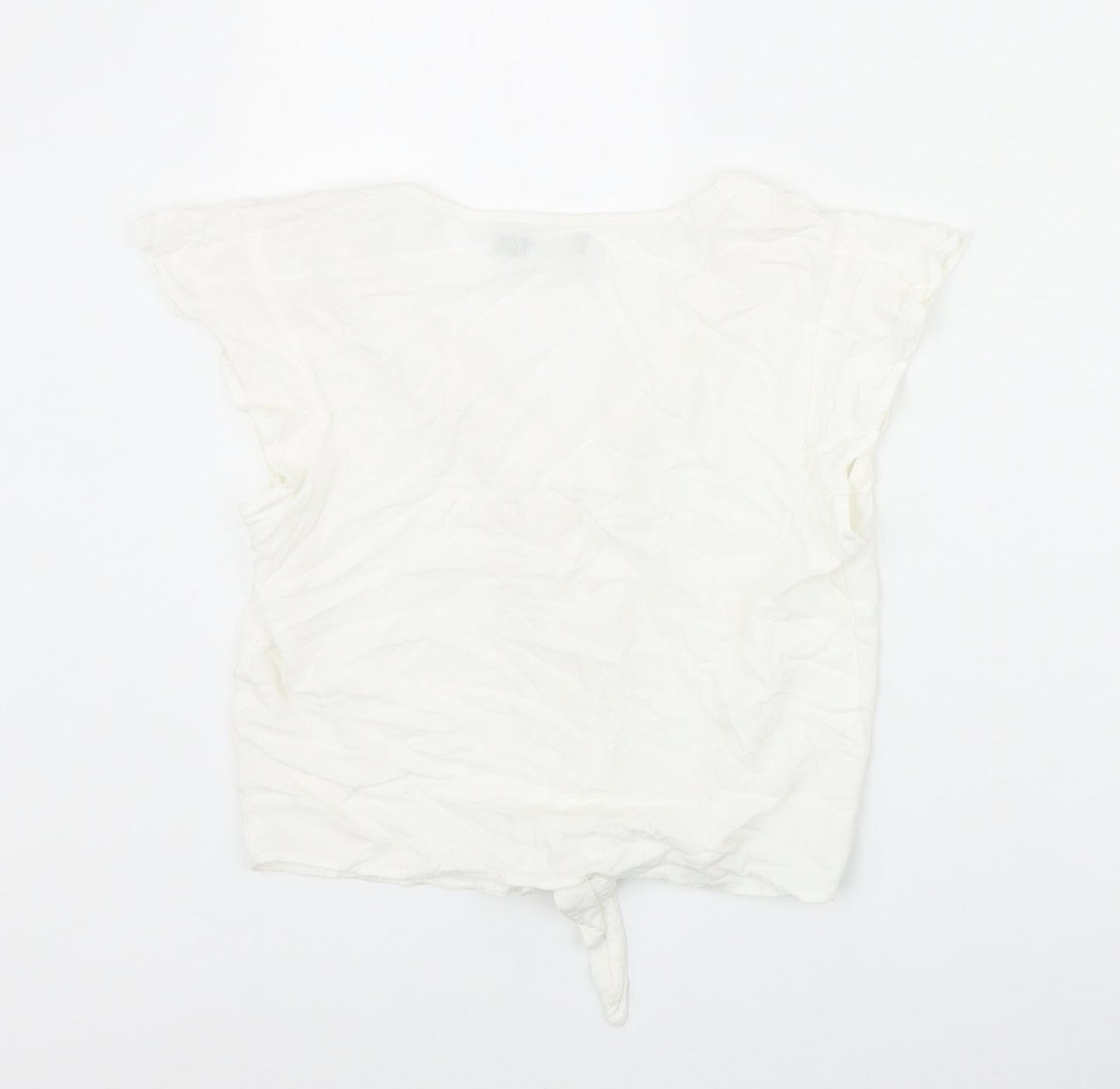 Womens UK Size S Bershka Ivory Basic Button-Up