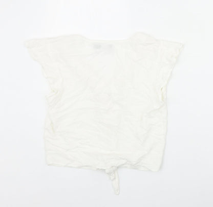Womens UK Size S Bershka Ivory Basic Button-Up