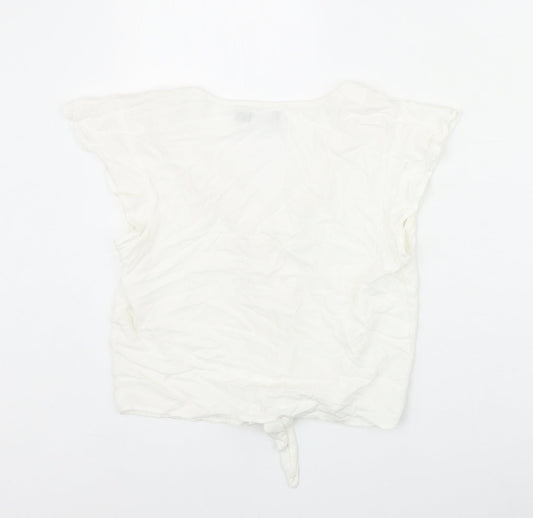 Womens UK Size S Bershka Ivory Basic Button-Up