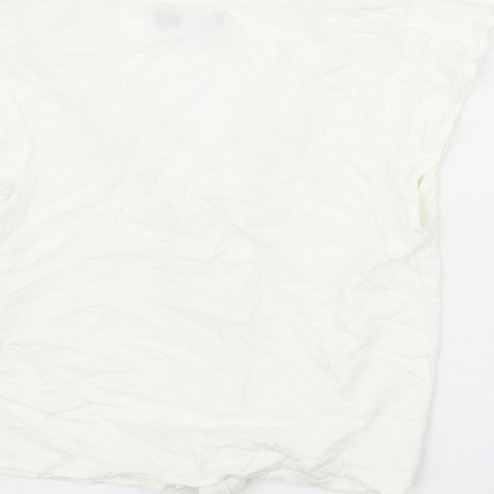 Womens UK Size S Bershka Ivory Basic Button-Up