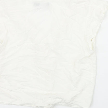 Womens UK Size S Bershka Ivory Basic Button-Up