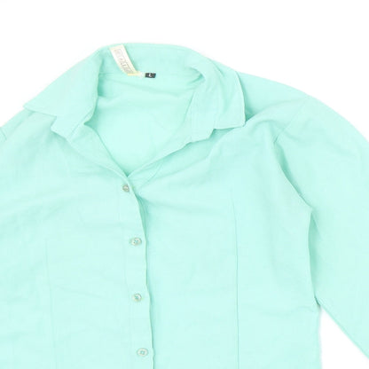 Womens UK Size L Dotti Green Basic Button-Up