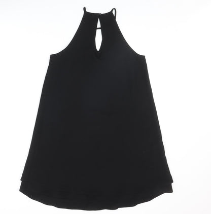 Only Womens Black Polyester Trapeze & Swing Size 10 Round Neck Button