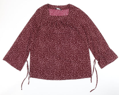Womens UK Size 12 Kaleidoscope Red Basic Blouse