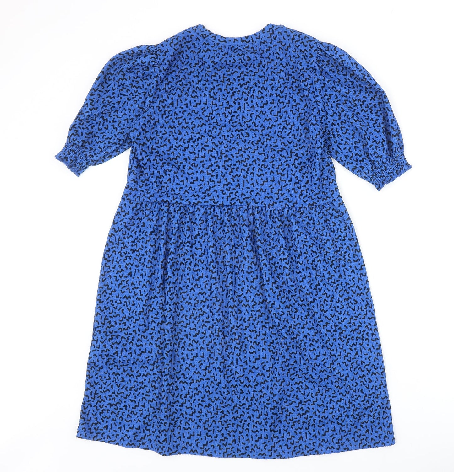 New Look Womens Blue Geometric Polyester A-Line Size 12 Round Neck Pullover