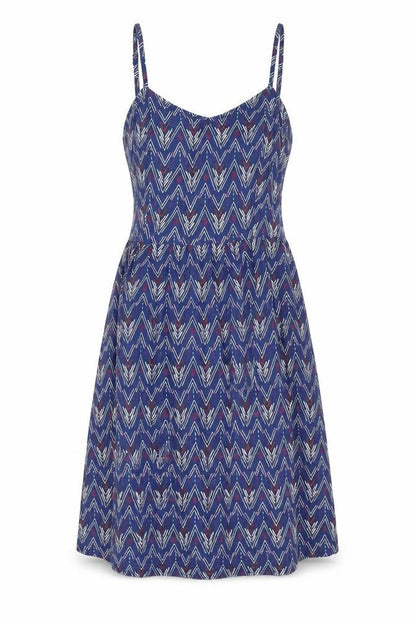 H&M Womens Blue Geometric Viscose Slip Dress Size 8 Scoop Neck Pullover