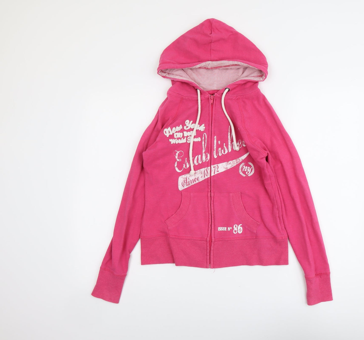 Peacocks Womens Pink Cotton Full Zip Hoodie Size 10 Zip