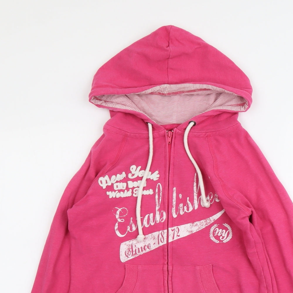 Peacocks Womens Pink Cotton Full Zip Hoodie Size 10 Zip