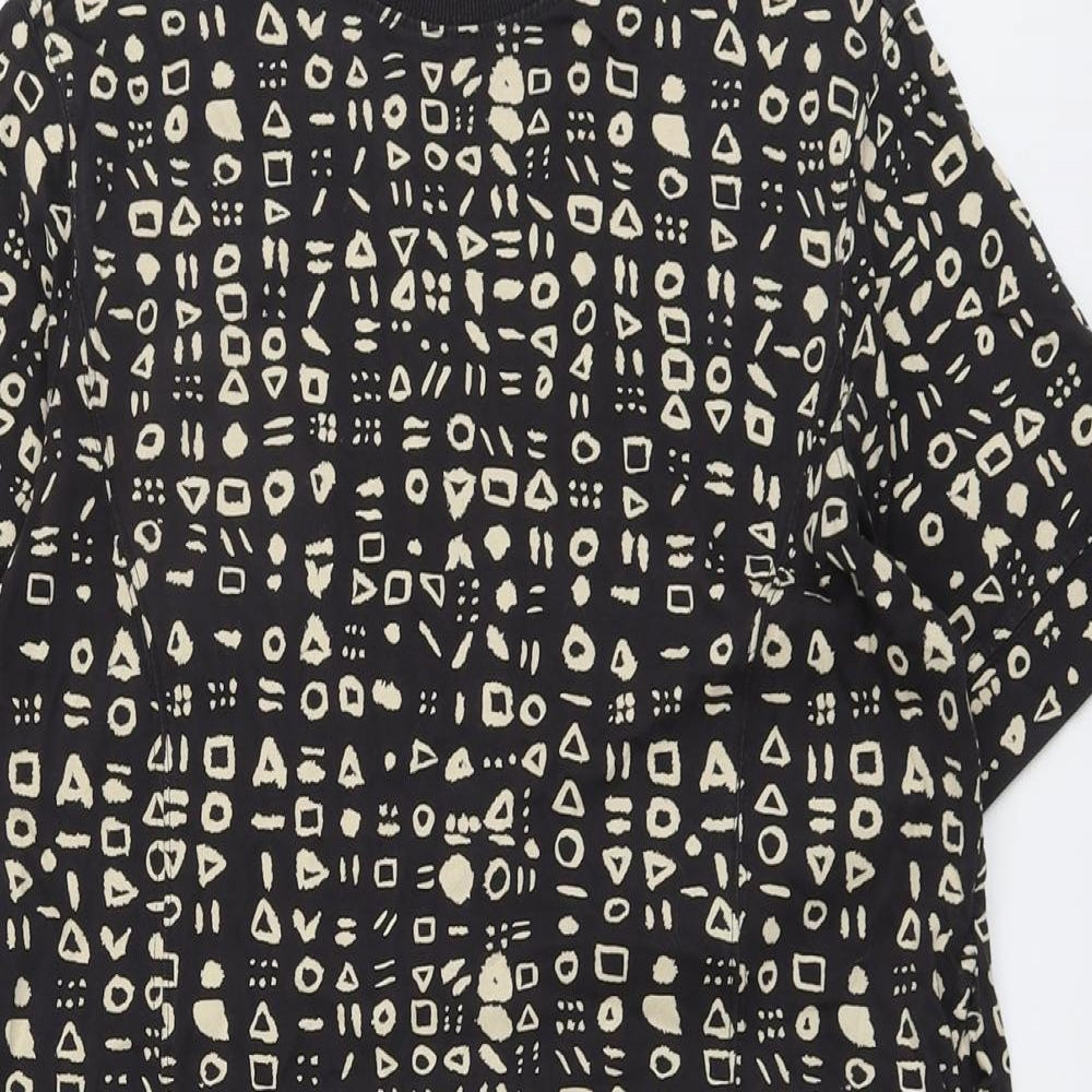 Monki Womens Black Geometric Cotton Shift Size S Round Neck Pullover