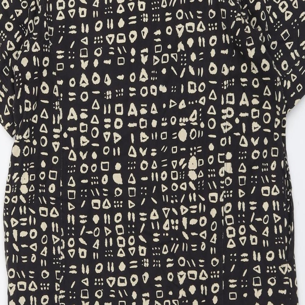 Monki Womens Black Geometric Cotton Shift Size S Round Neck Pullover