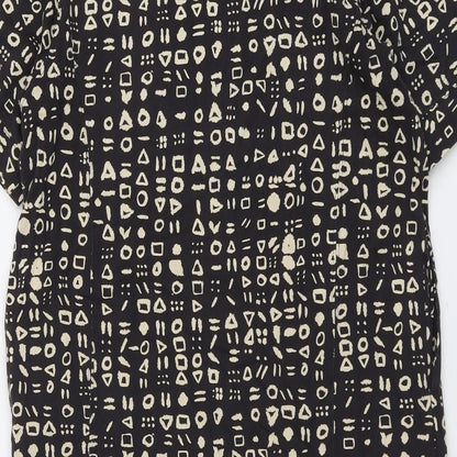 Monki Womens Black Geometric Cotton Shift Size S Round Neck Pullover