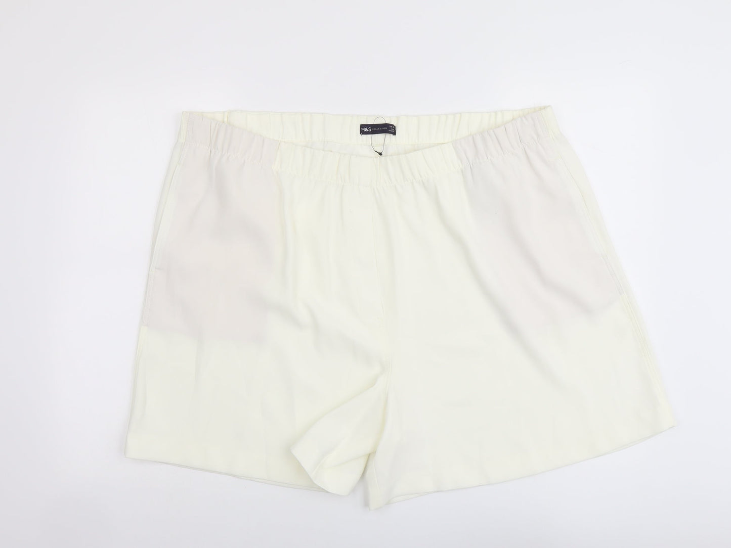 Marks and Spencer Womens Ivory Polyester Basic Shorts Size 24 L5 in Regular Pull On