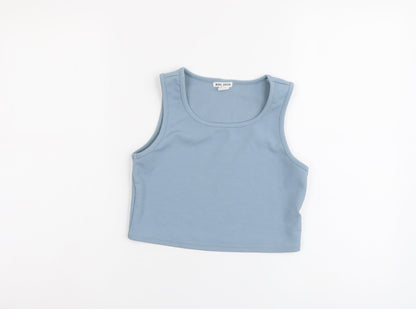 Irina Green Girls Blue Polyester Basic Tank Size 11-12 Years Scoop Neck Pullover