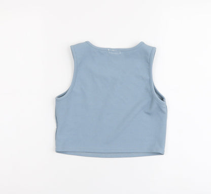 Irina Green Girls Blue Polyester Basic Tank Size 11-12 Years Scoop Neck Pullover