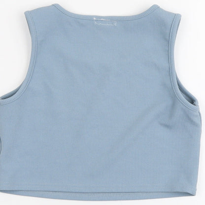 Irina Green Girls Blue Polyester Basic Tank Size 11-12 Years Scoop Neck Pullover