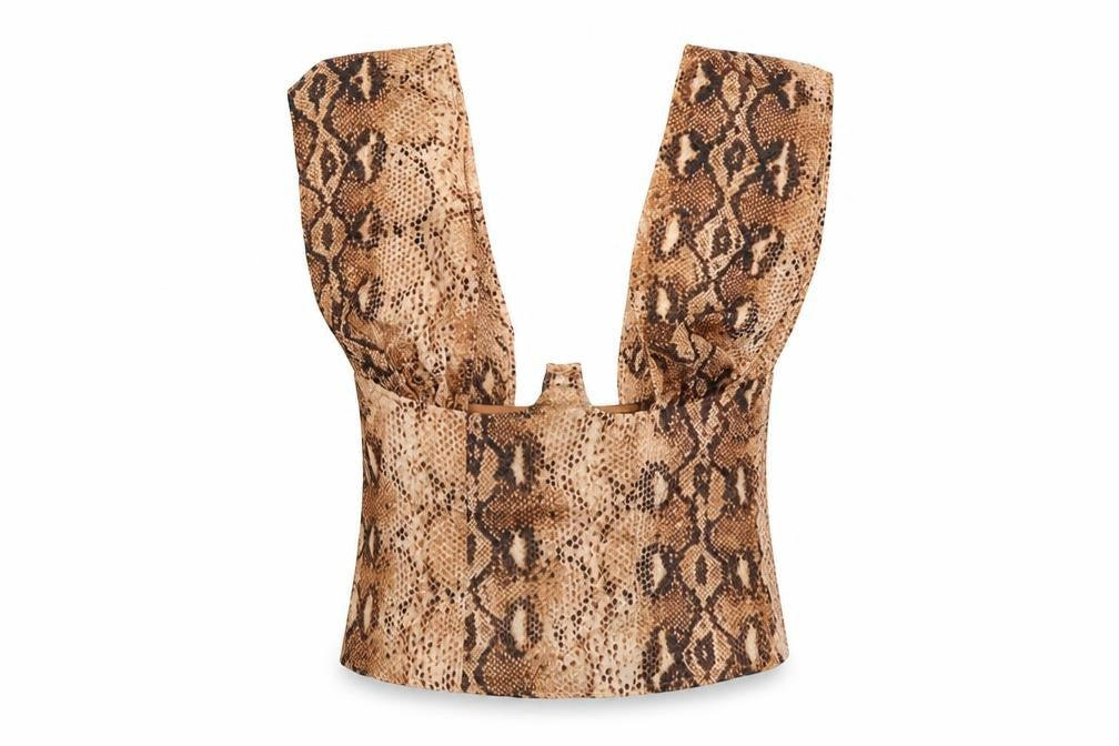 Womens UK Size 8 PRETTYLITTLETHING Brown Cropped Tank
