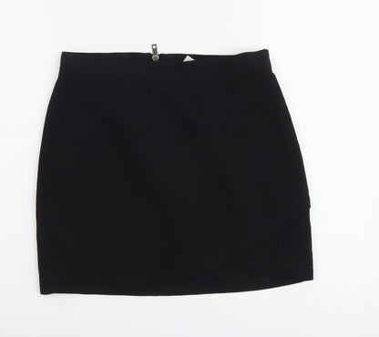 Preworn Womens Black Polyester A-Line Skirt Size L Zip