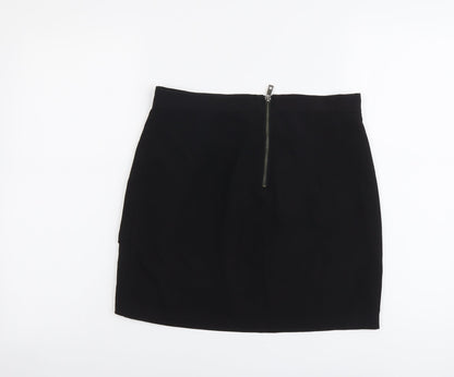 Preworn Womens Black Polyester A-Line Skirt Size L Zip