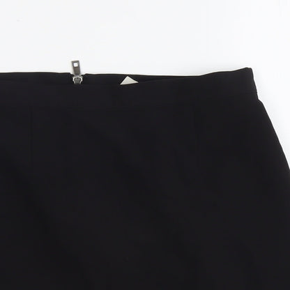 Preworn Womens Black Polyester A-Line Skirt Size L Zip
