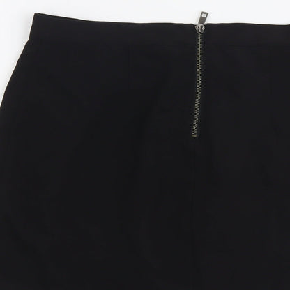 Preworn Womens Black Polyester A-Line Skirt Size L Zip