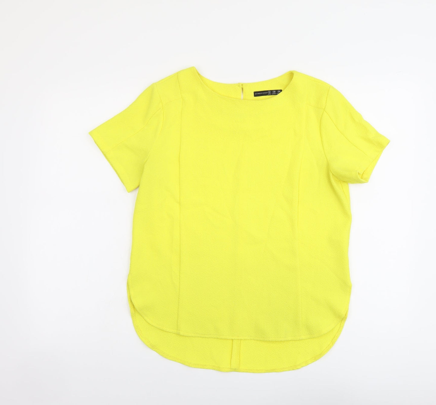 Atmosphere Womens Yellow Polyester Basic Blouse Size 12 Round Neck