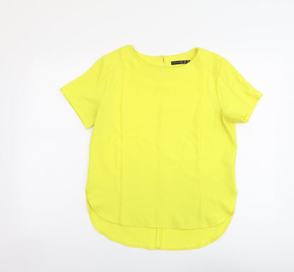 Atmosphere Womens Yellow Polyester Basic Blouse Size 12 Round Neck