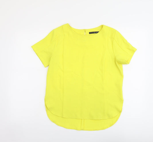 Atmosphere Womens Yellow Polyester Basic Blouse Size 12 Round Neck