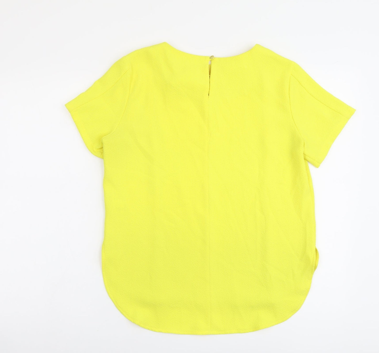 Atmosphere Womens Yellow Polyester Basic Blouse Size 12 Round Neck