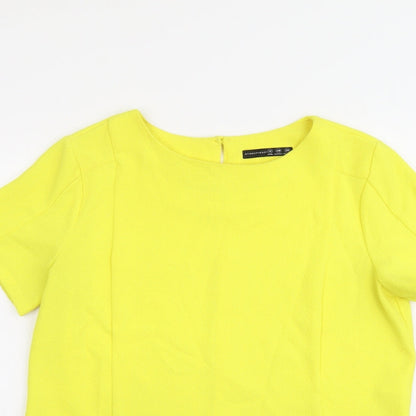 Atmosphere Womens Yellow Polyester Basic Blouse Size 12 Round Neck