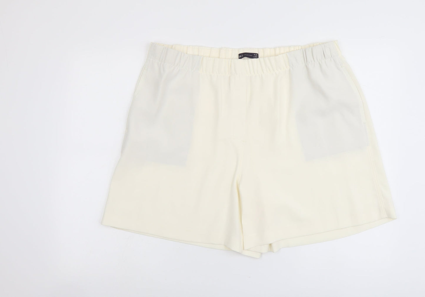 Marks and Spencer Womens Ivory Polyester Basic Shorts Size 20 L5 in Regular Pull On