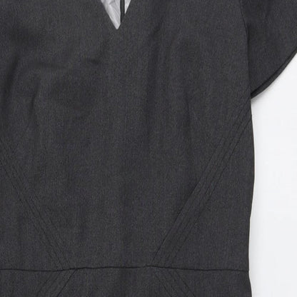 Marks and Spencer Womens Grey Polyester A-Line Size 12 V-Neck Zip
