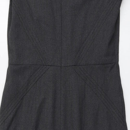 Marks and Spencer Womens Grey Polyester A-Line Size 12 V-Neck Zip