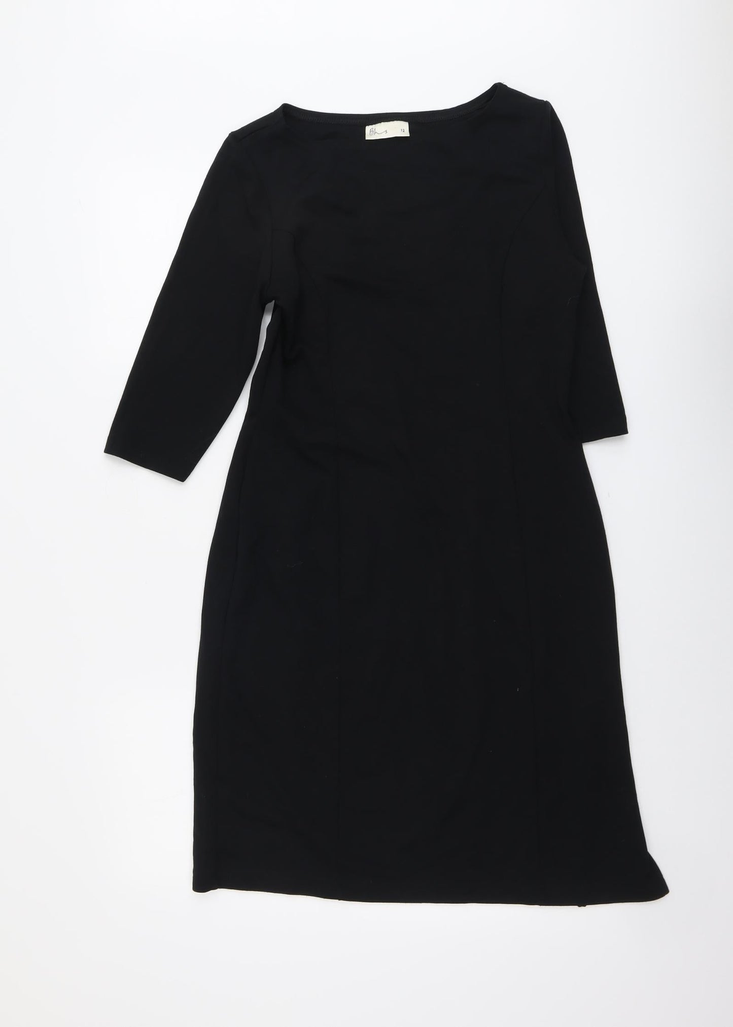 BHS Womens Black Polyester Trapeze & Swing Size 12 Round Neck Pullover