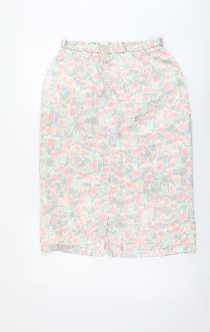 Gina Bacconi Womens Multicoloured Floral Polyester Straight & Pencil Skirt Size 16 Zip